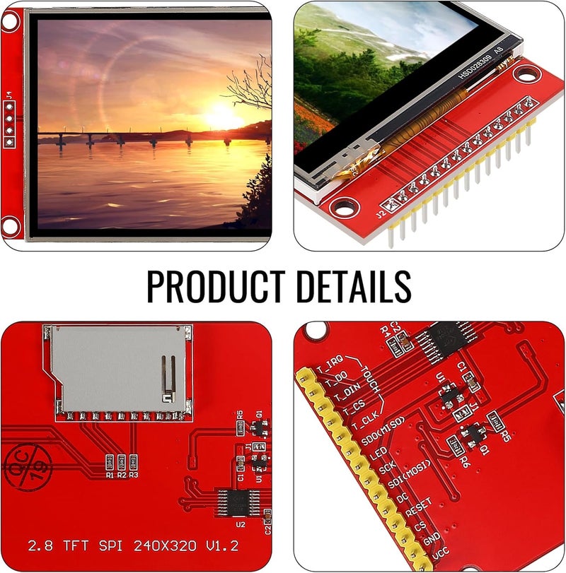 XIITIA 2pcs 2.8" SPI TFT LCD Display Touch Panel ILI9341 240x320 TFT LCD Touch Screen Shield 5V/3.3V STM32 Display Module SPI Serial with Touch Pen - Image 3